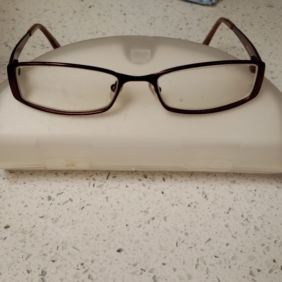 red metal eyeglass frames